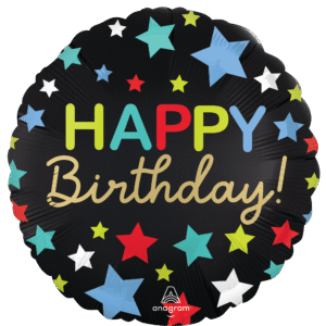 STD SATIN HAPPY BIRTHDAY STARS